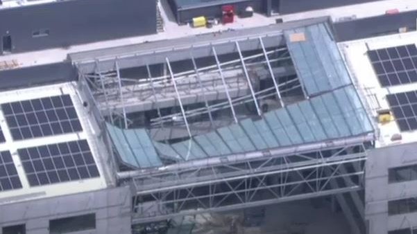 Roof collapse in Curtin University Australia Drone image